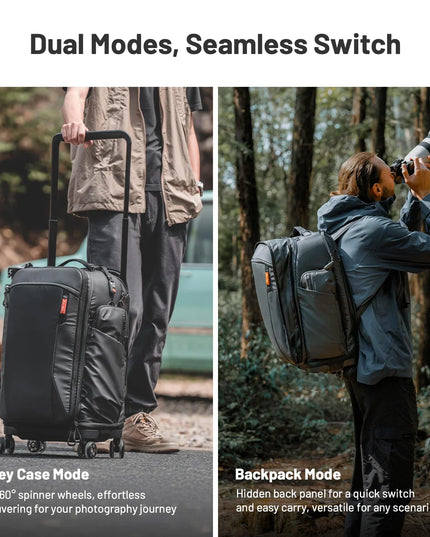 2-in-1 Outdoor Trolley Case Backpack Expandable Black-3