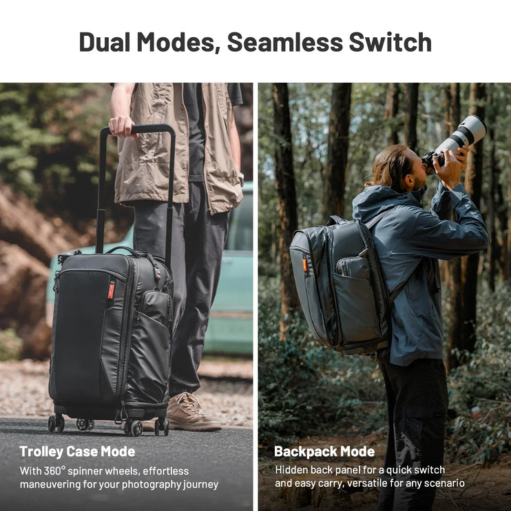 2-in-1 Outdoor Trolley Case Backpack Expandable Black-3