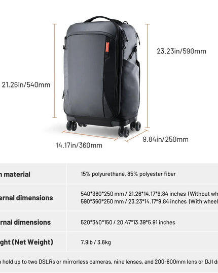 2-in-1 Outdoor Trolley Case Backpack Expandable Black-1